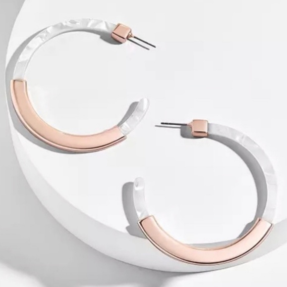 *SOLD*   🆕️ Rose Gold Acrylic Hoop Earrings - Picture 2 of 2